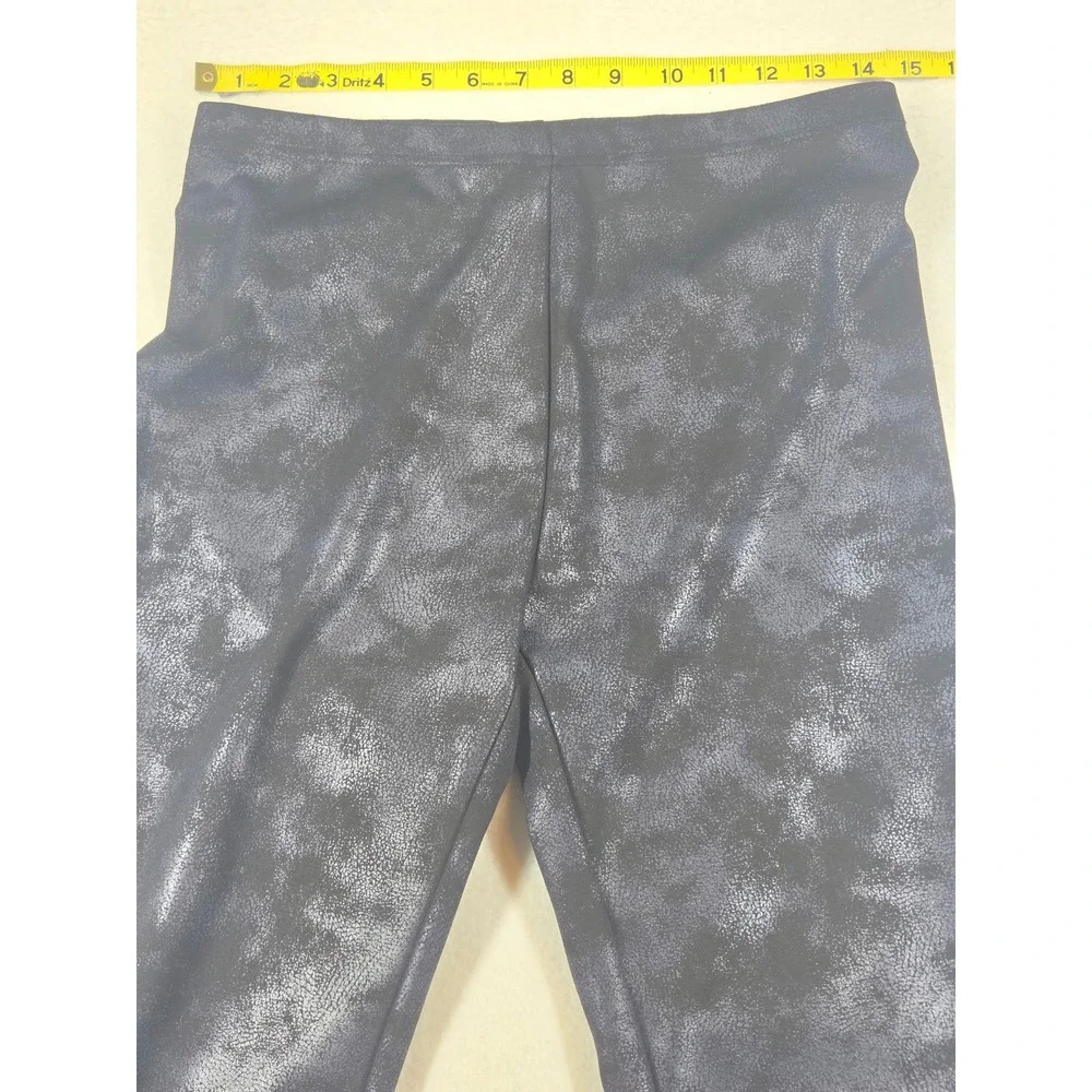 Simply Vera Vera Wang Womens Metallic Foil Crackle Leggings Black Charcoal M